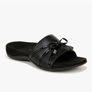 Vionic Bella Slide Black Bow Comfort Supportive Slip On Sandals